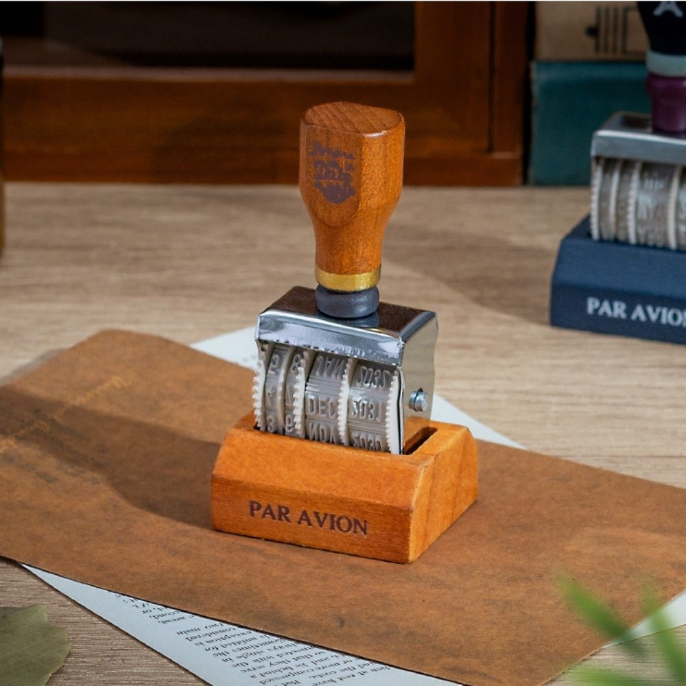 Retro houten rol datumzegel ho - Rubber Date Stamp recensie en prijs