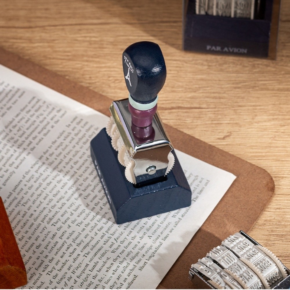 Retro houten rol datumzegel ho - Rubber Date Stamp recensie en prijs